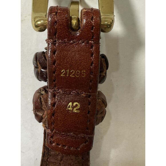 Vintage Braided Leather Belt Mens 42 Brown Gold  Brass Buckle Heritage Gentleman - Picture 2 of 16